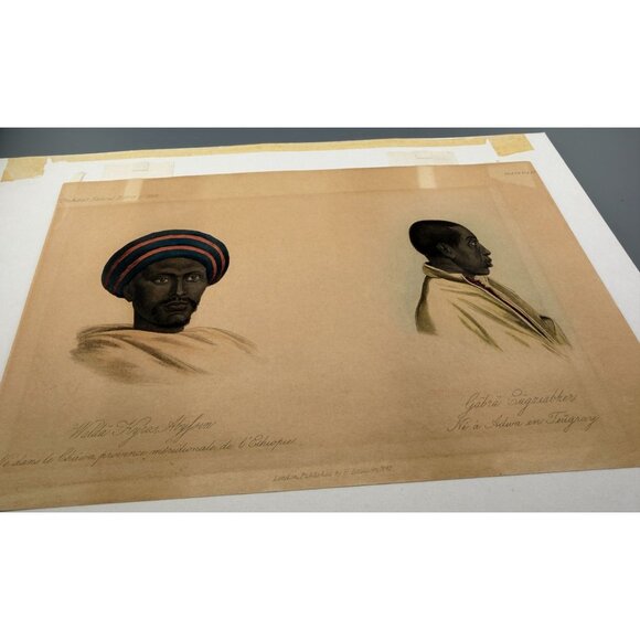 Ethnographic Portrait Walda Tigra & Gabra Eugruther Plate XI & XII 1842 Hand-Col